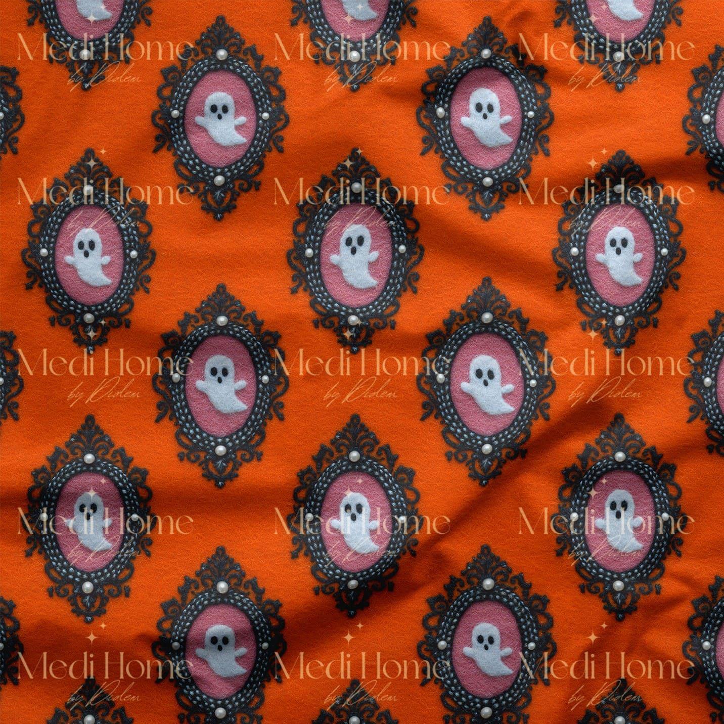 Saray Çerçevesindeki Sevimli Hayaletler Dijital Baskılı Kumaş