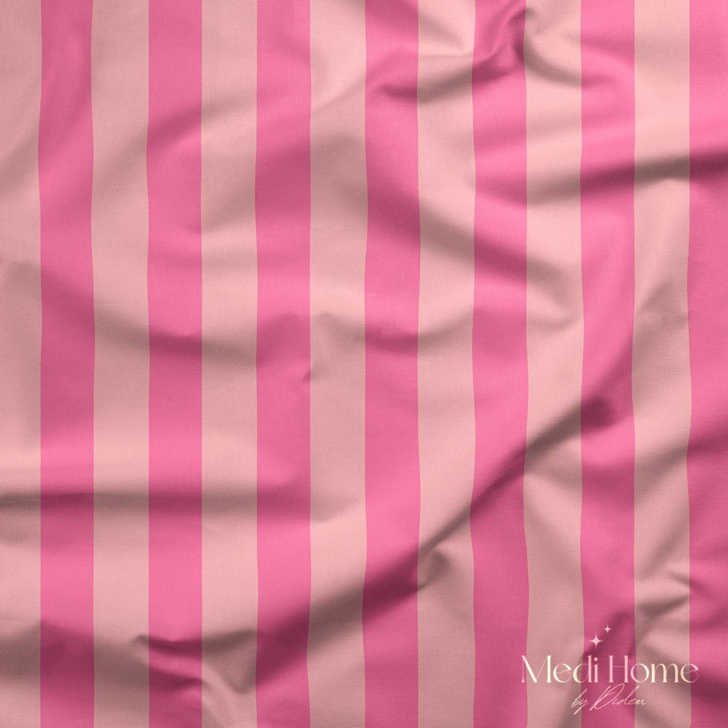 Şeker Pembe – Pudra Pembe 2,5 cm ÇizgiliDijital Baskılı Kumaş