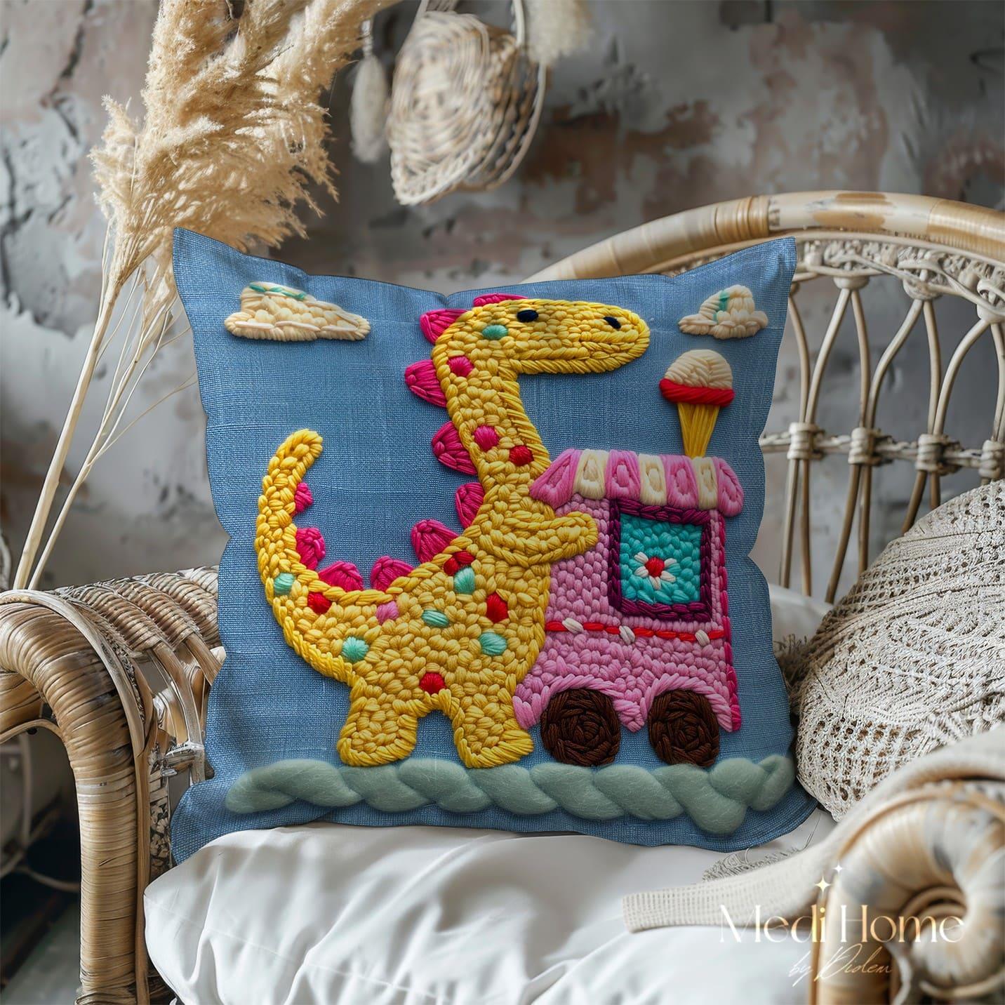 Şeker Renkli Dino'nun Tatlı Yolculuğu 3'lü Pano Kumaşı