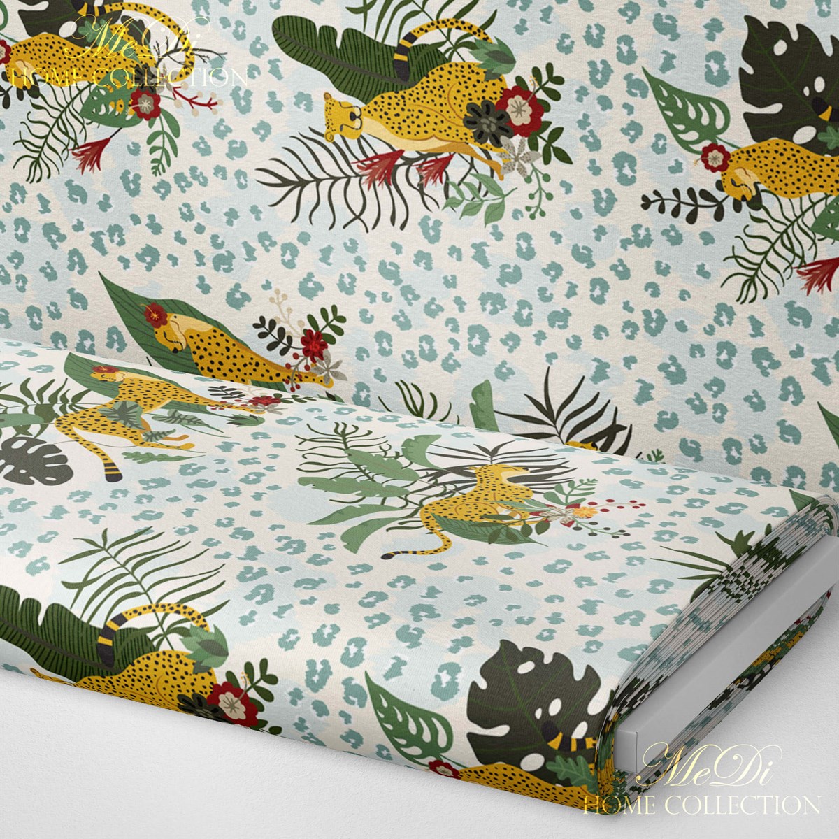 Sevimli Kaplan Desenli Dijital Baskılı Çocuk - Bebek Kumaşı