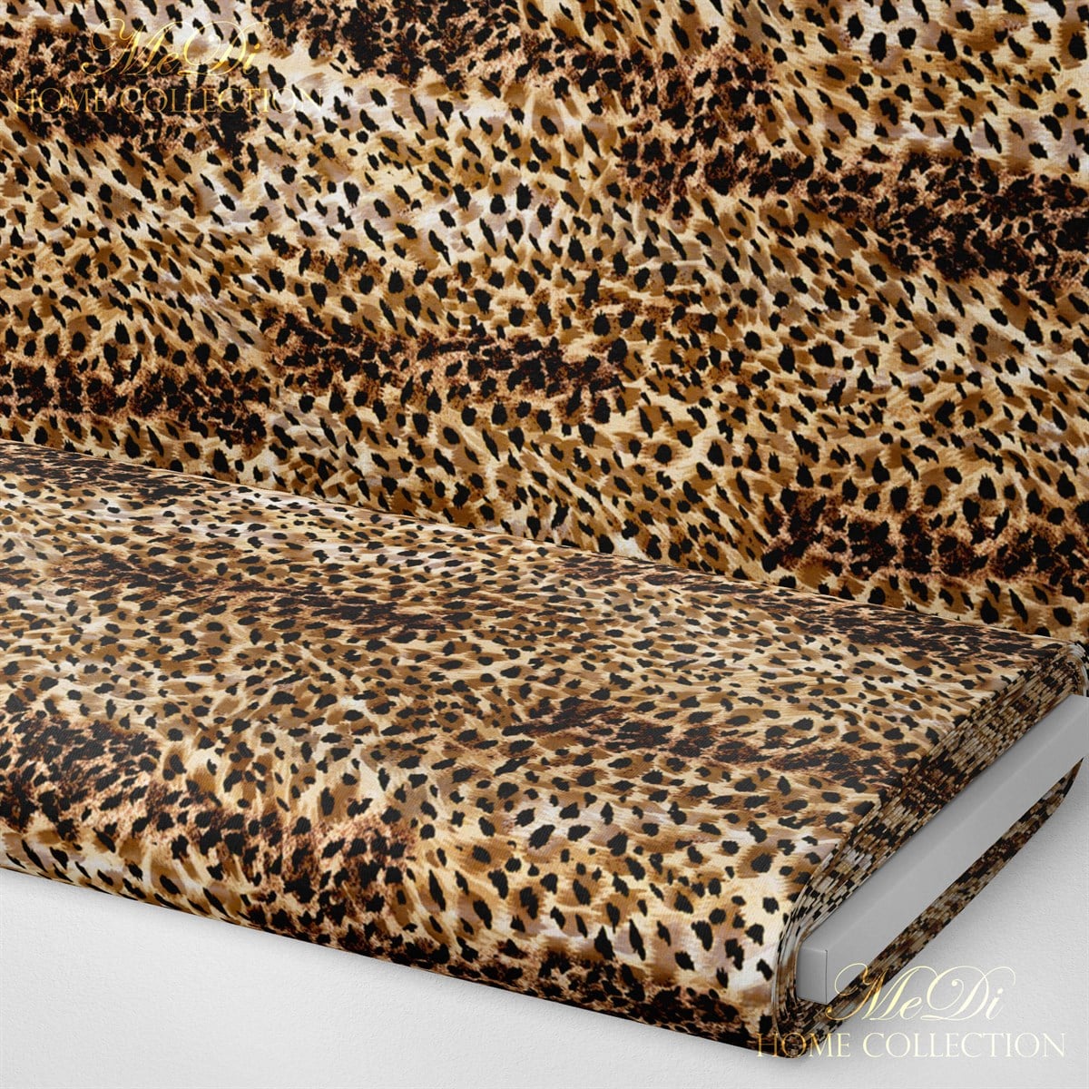 Siyah Noktalı Leopar Desenli Dijital Baskılı Kumaş