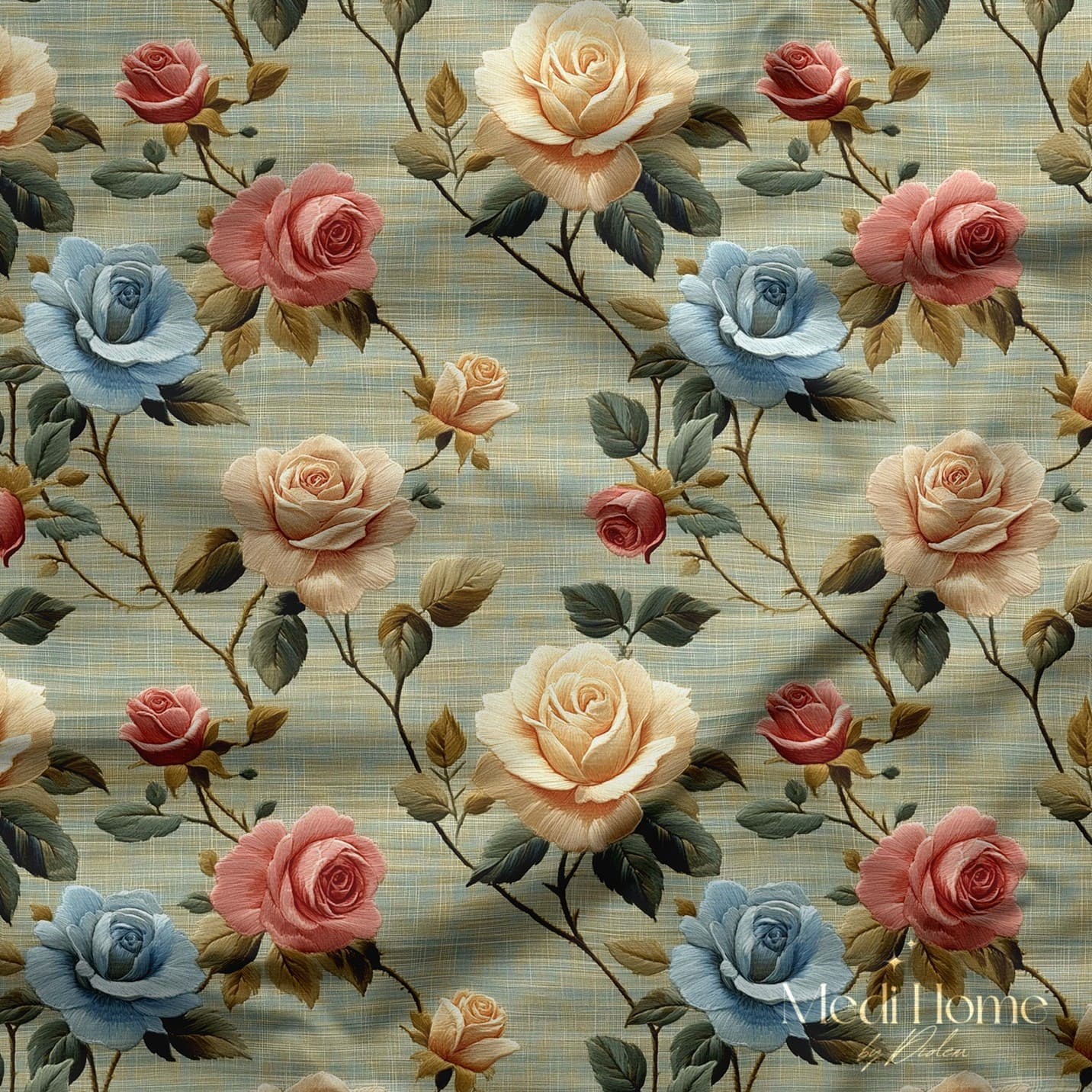 Soft Vintage Bahçe – 3 Boyutlu Dijital Baskılı Kumaş