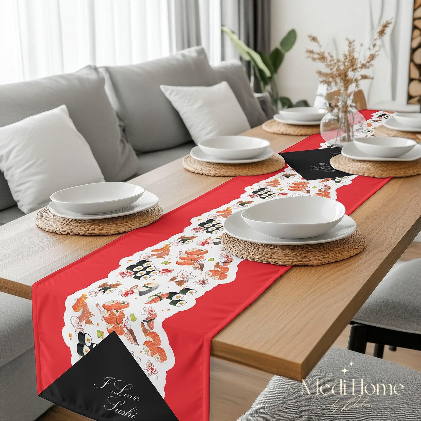 Suşili Sofra Hikâyesi Dijital Baskılı Runner Kumaş