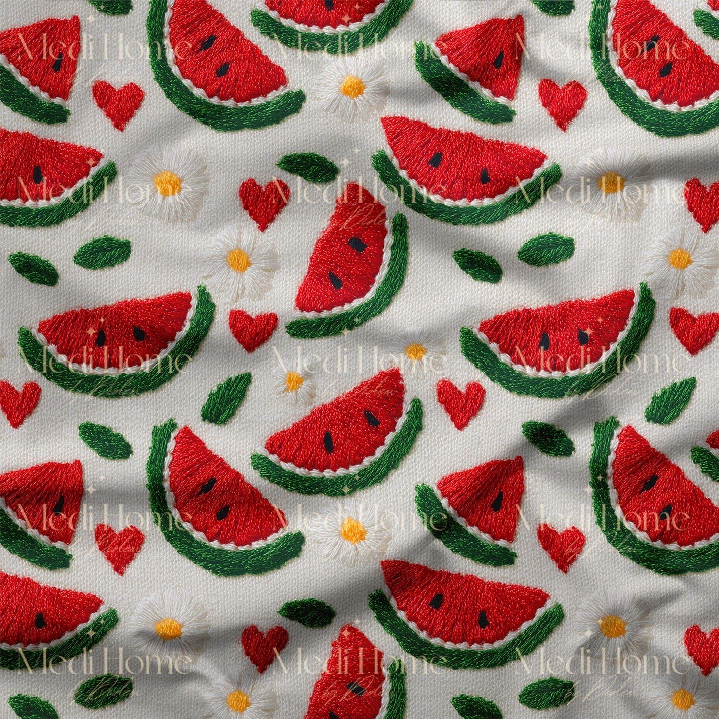 Tatlı Karpuzların Neşesi Dijital Baskılı Kumaş