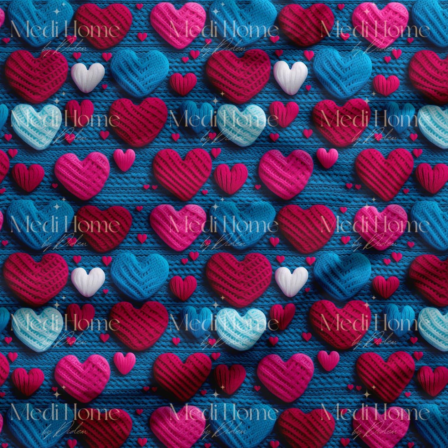 Triko Kalplerin 3 Boyutlu Sevgi Ritmi Dijital Baskılı Kumaş