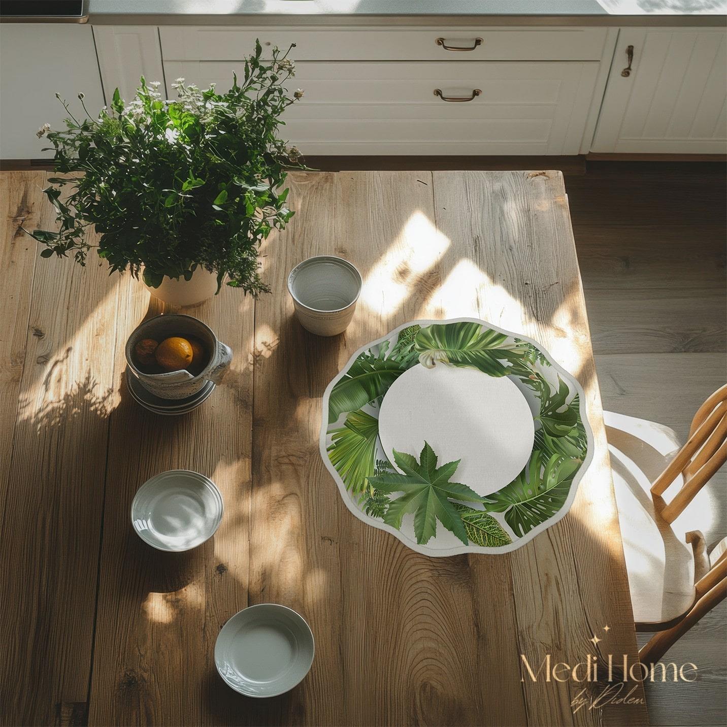 Tropik Ormanın Sofra Dansı Dijital Baskılı 3'lü Supla Kumaş