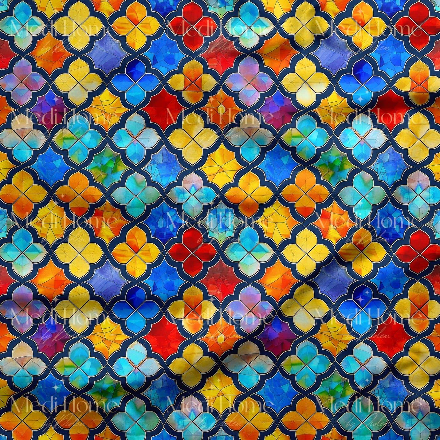 Vitray Bahçesi Dijital Baskılı Kumaş