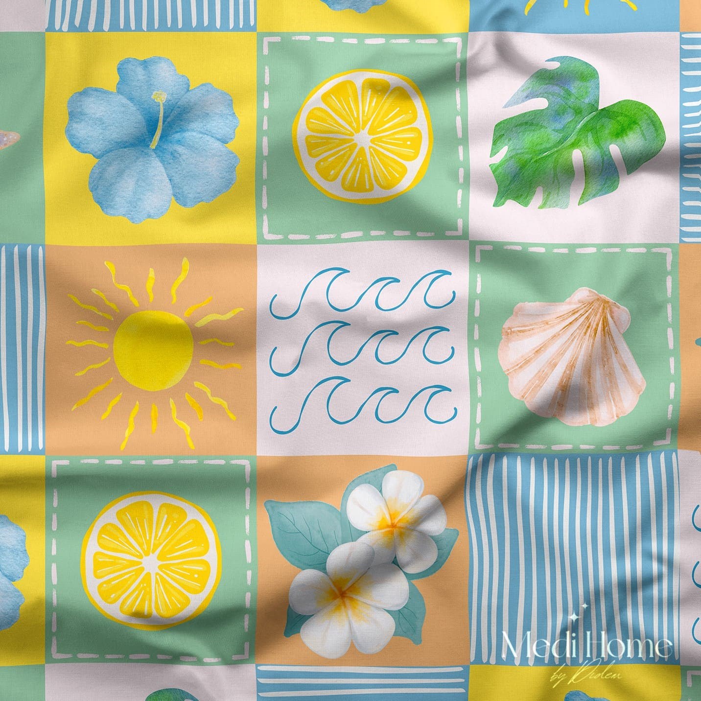Yaz Esintisi Patchwork Dijital Baskılı Kumaş