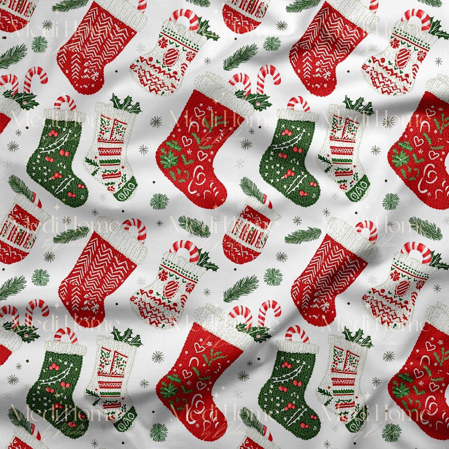 Yılbaşı Çorabının Tatlı Sürprizi Dijital Baskılı Kumaş