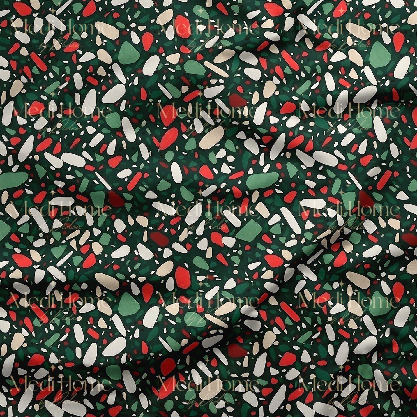 Yılbaşı Terrazzo Parıltısı Dijital Baskılı Kumaş