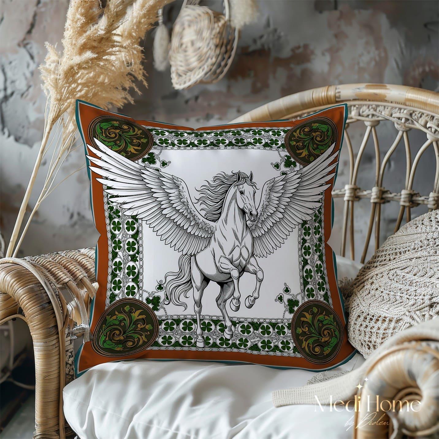 Yonca Bahçesinde Pegasus'un Zarif Dansı 3'lü Pano Kumaşı