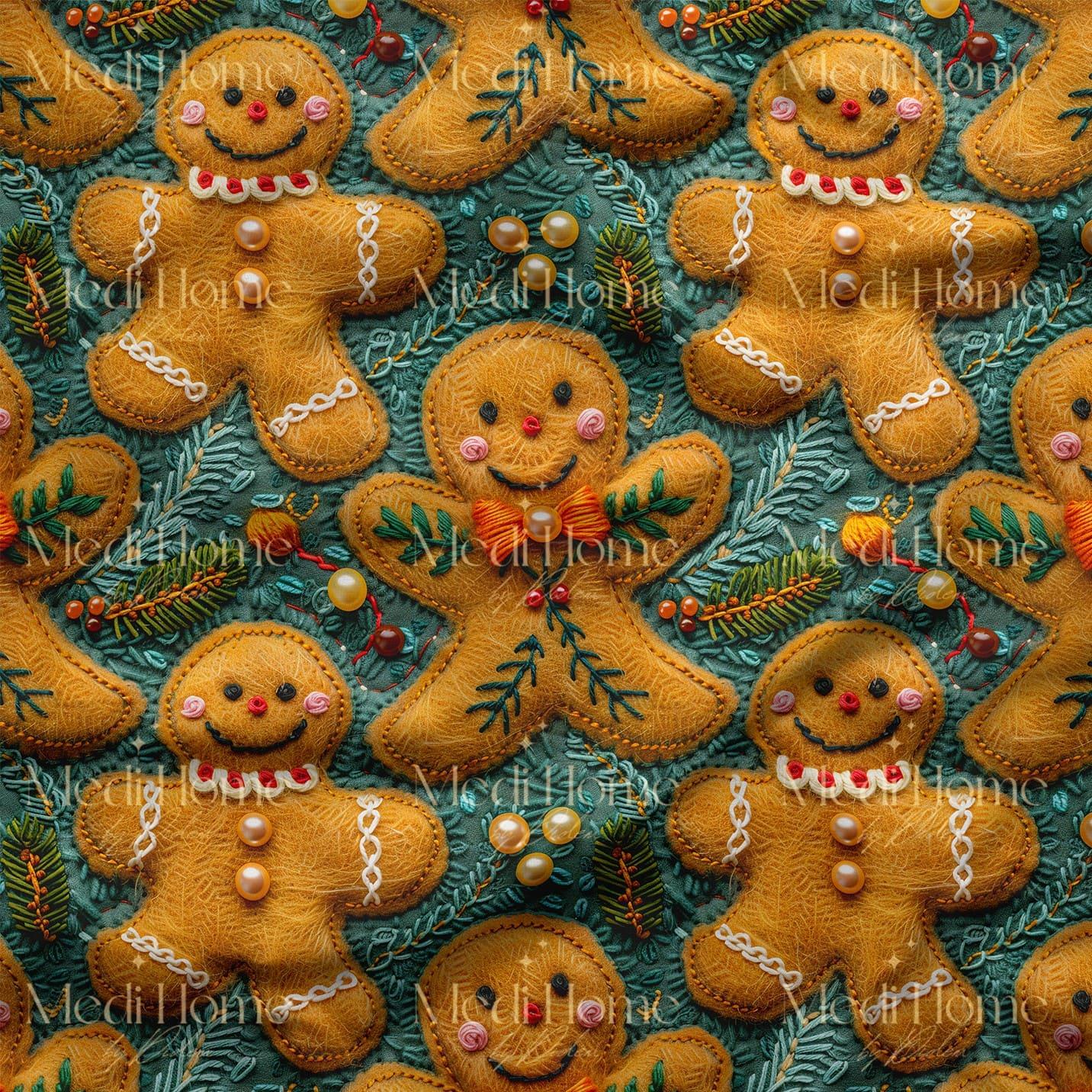 Zencefilli Kurabiye Ormanının Neşesi – 3D Gingerbread Dijital Baskılı Kumaş