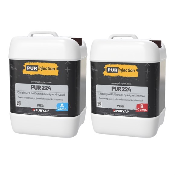 PUR 224 Çift Bileşenli Poliüretan Enjeksiyon Reçinesi 52 Kg