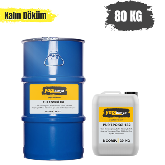 PUR EPOKSİ 132 Ultra Şeffaf Döküm Epoksi Reçine 80 Kg