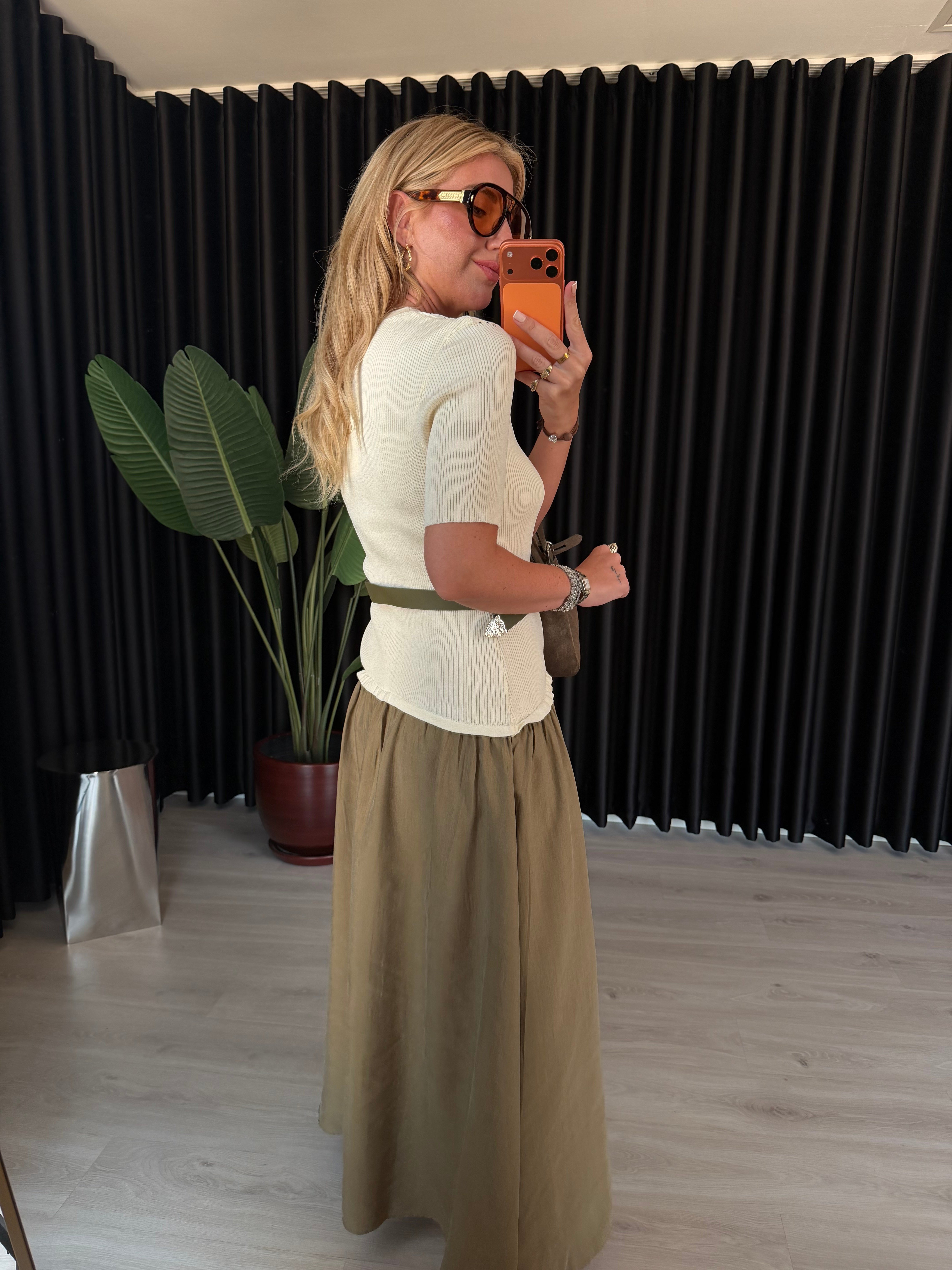 Orijinal Model, Kemerli, Taşlı Triko & Tencel Mix Elbise