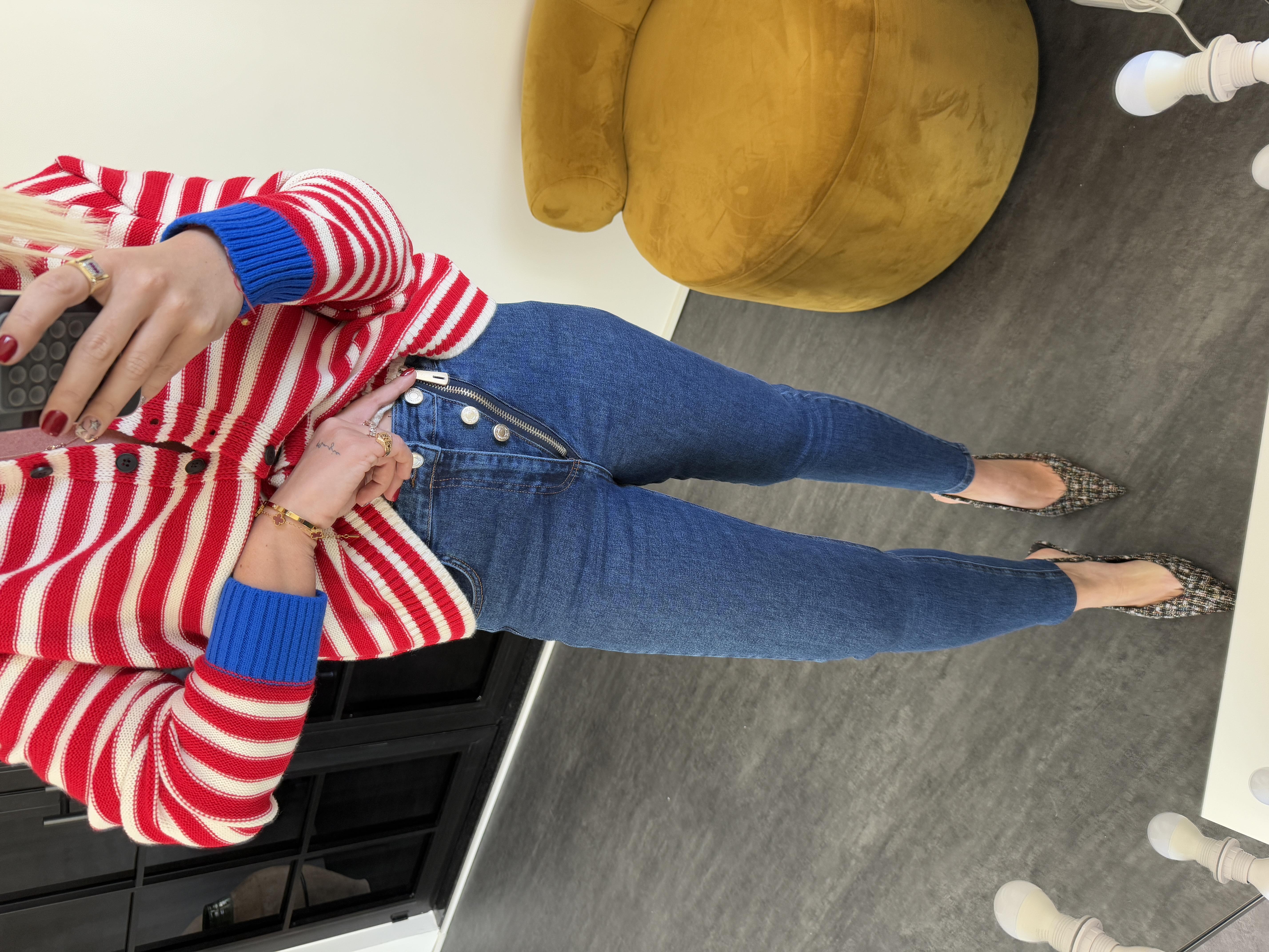 Tasarım Düğme Detaylı , Blue Jean Pantolon
