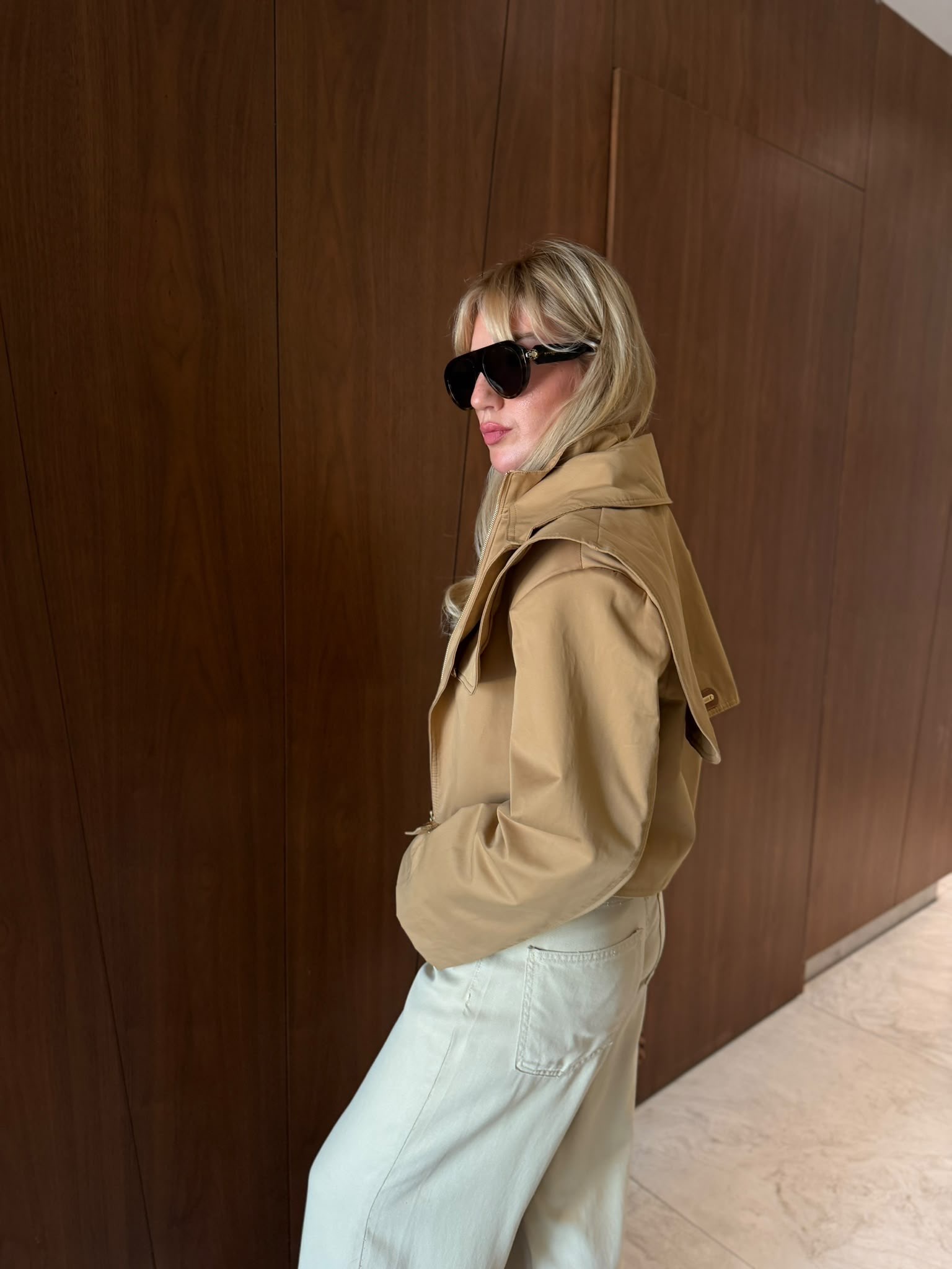 Orijinal Model , Camel , Premium Crop Ceket Mont
