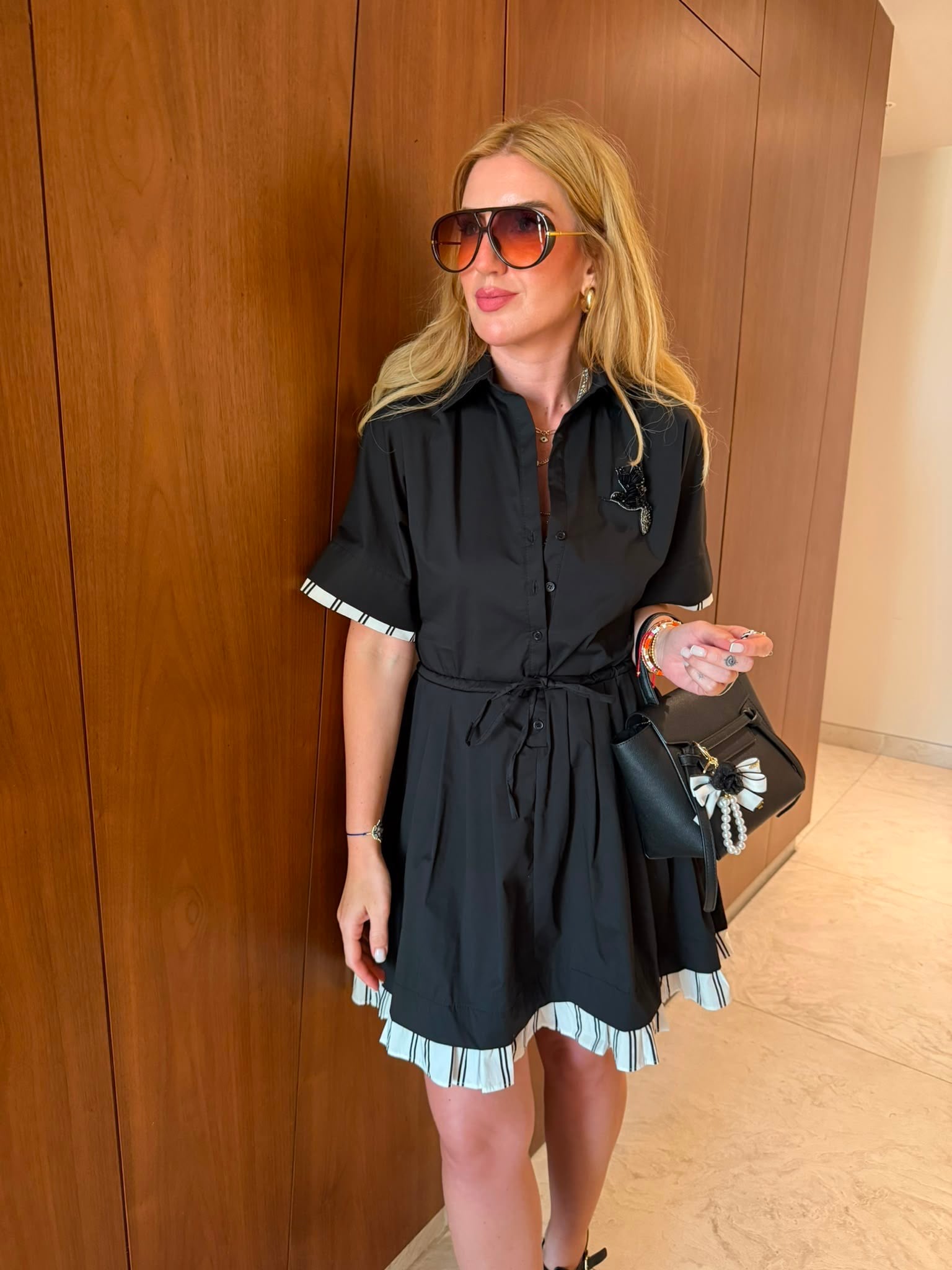 Orijinal Model , Kuş Taş İşlemeli , Premium Siyah Poplin Elbise
