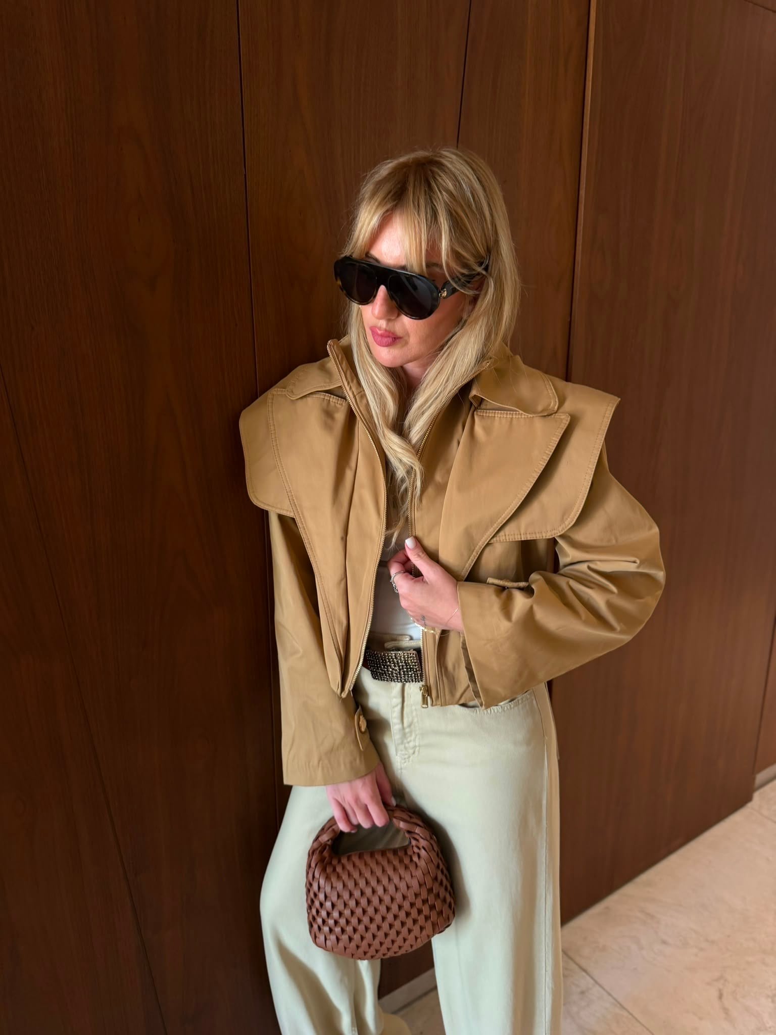 Orijinal Model , Camel , Premium Crop Ceket Mont