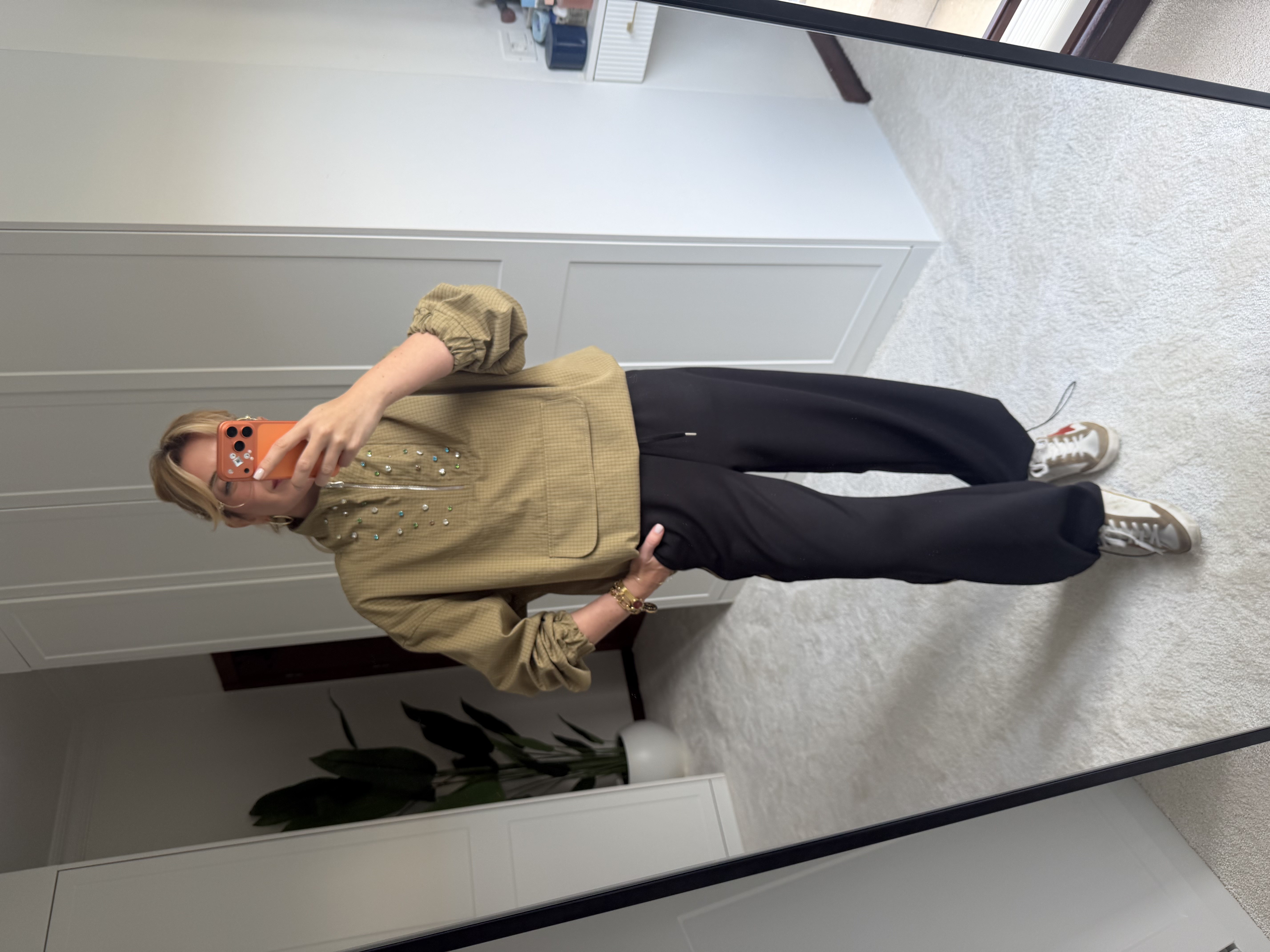 Orijinal Model Haki Yakası Taş İşlemeli Sweat & Modal Pantalon Takım