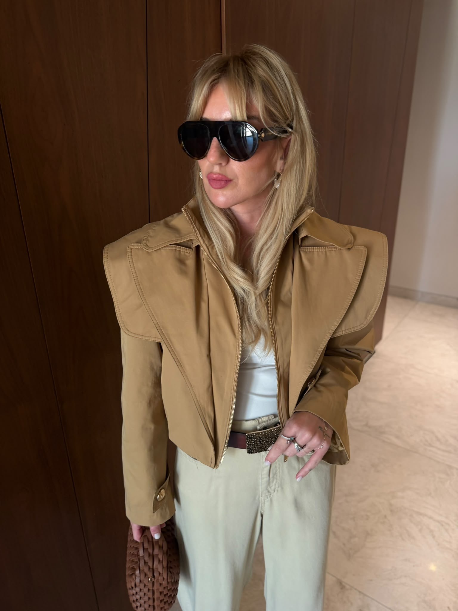 Orijinal Model , Camel , Premium Crop Ceket Mont