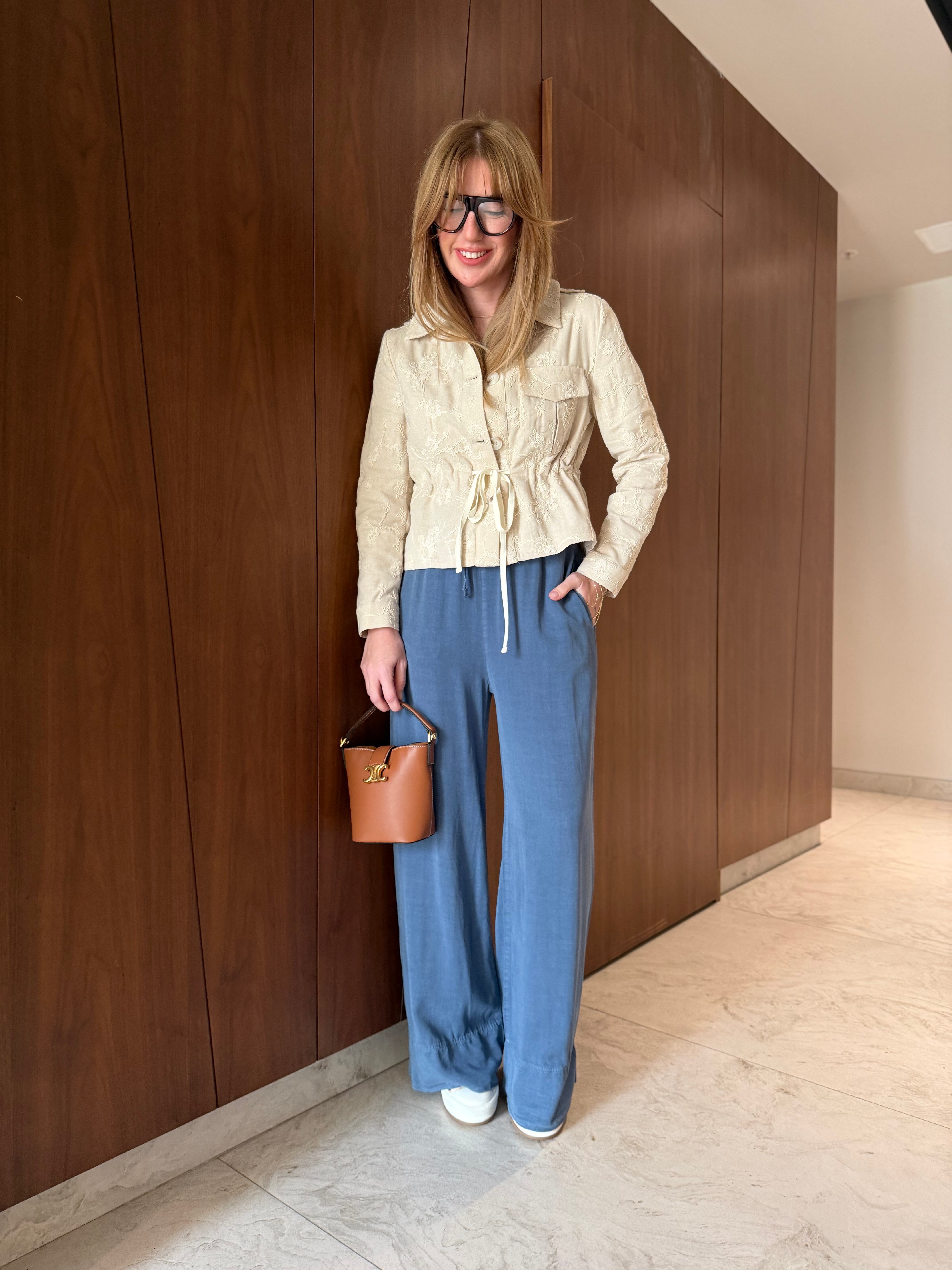 %100 Tencel , Mavi Palazzo Pantolon 