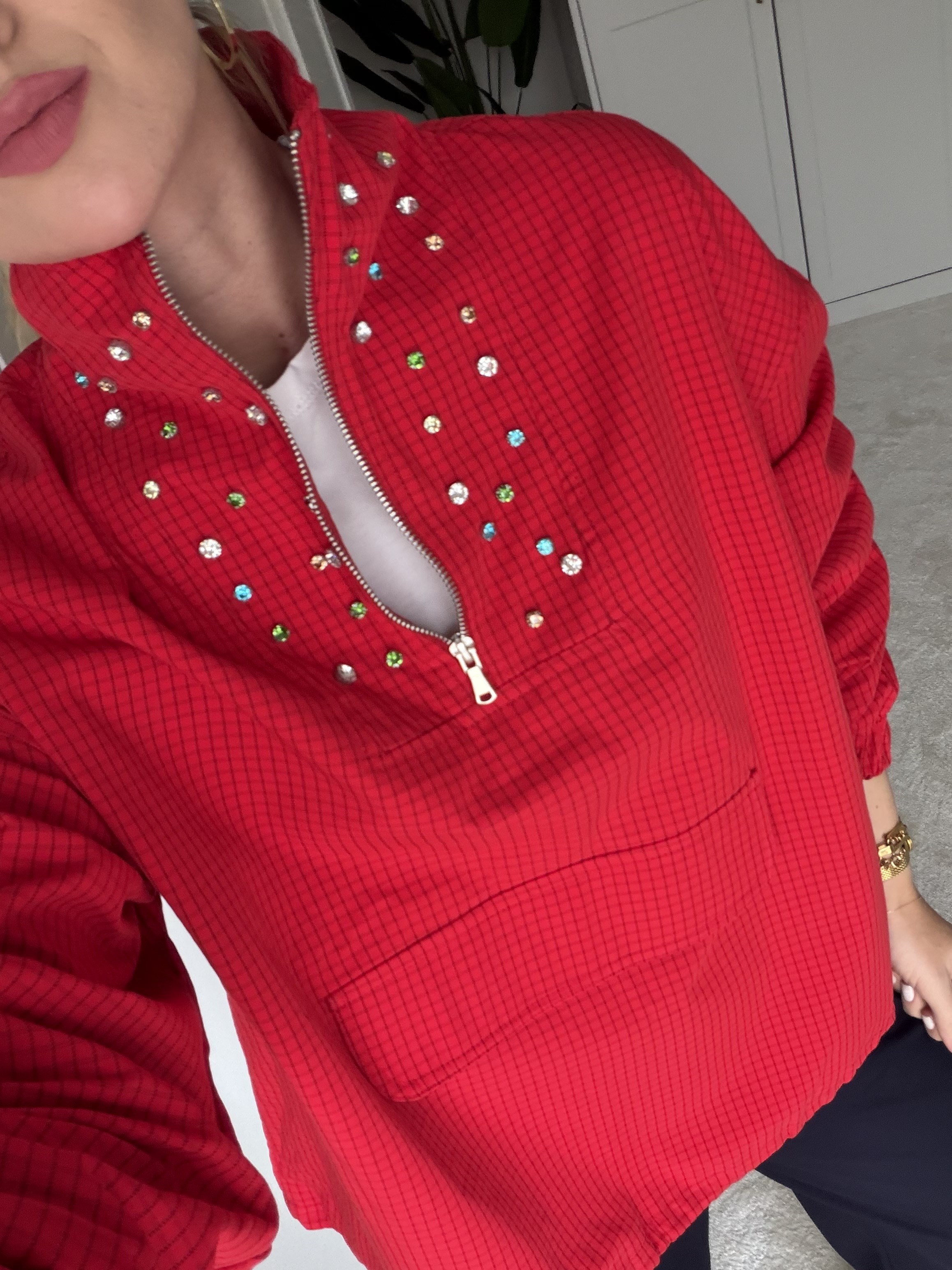Orijinal Model Kırmızı Yakası Taş İşlemeli Sweat & Modal Pantalon Takım