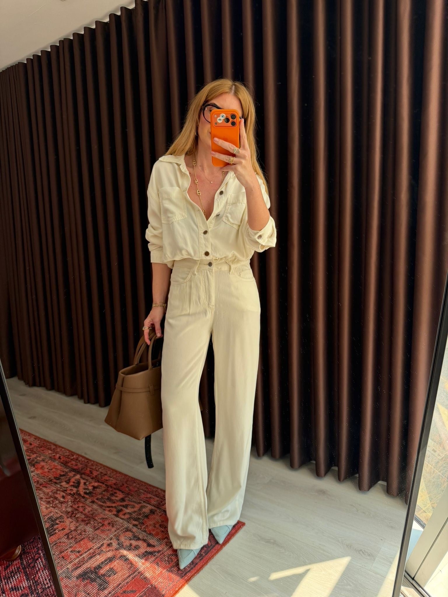 Kemerli , Yumuşacık , Tencel , Ekru Jean Tulum