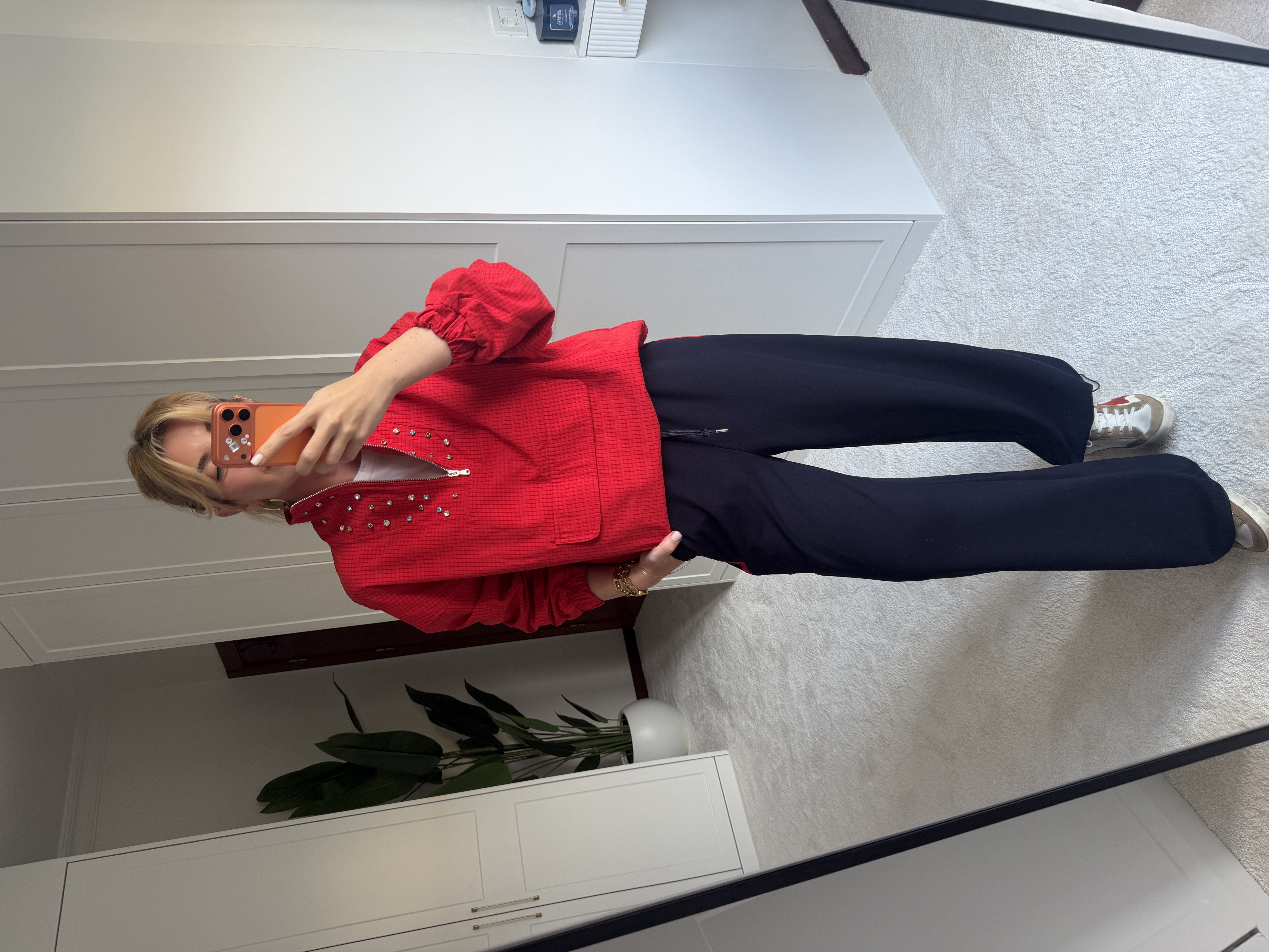 Orijinal Model Kırmızı Yakası Taş İşlemeli Sweat & Modal Pantalon Takım