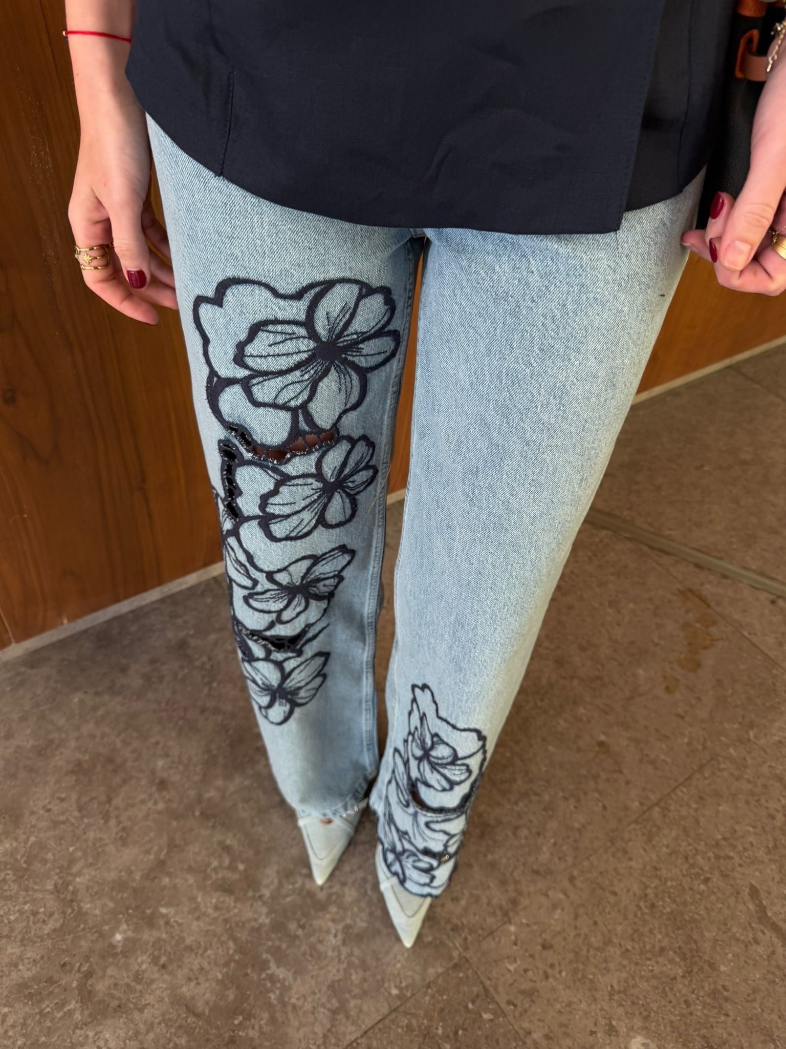 Lacivert Fisto Detaylı , Premium Jean Pantolon