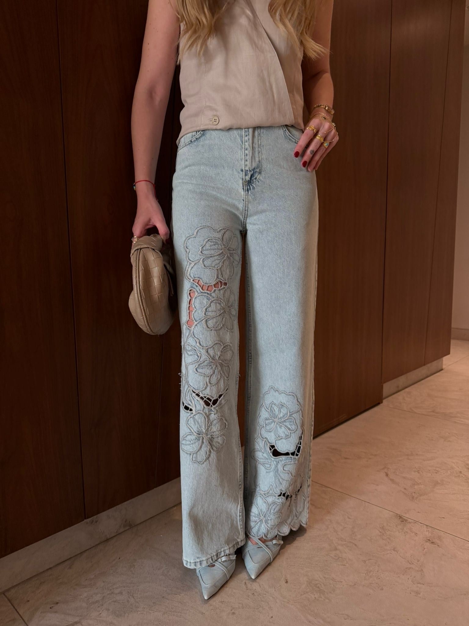 Bej Fisto Detaylı , Premium Jean Pantolon