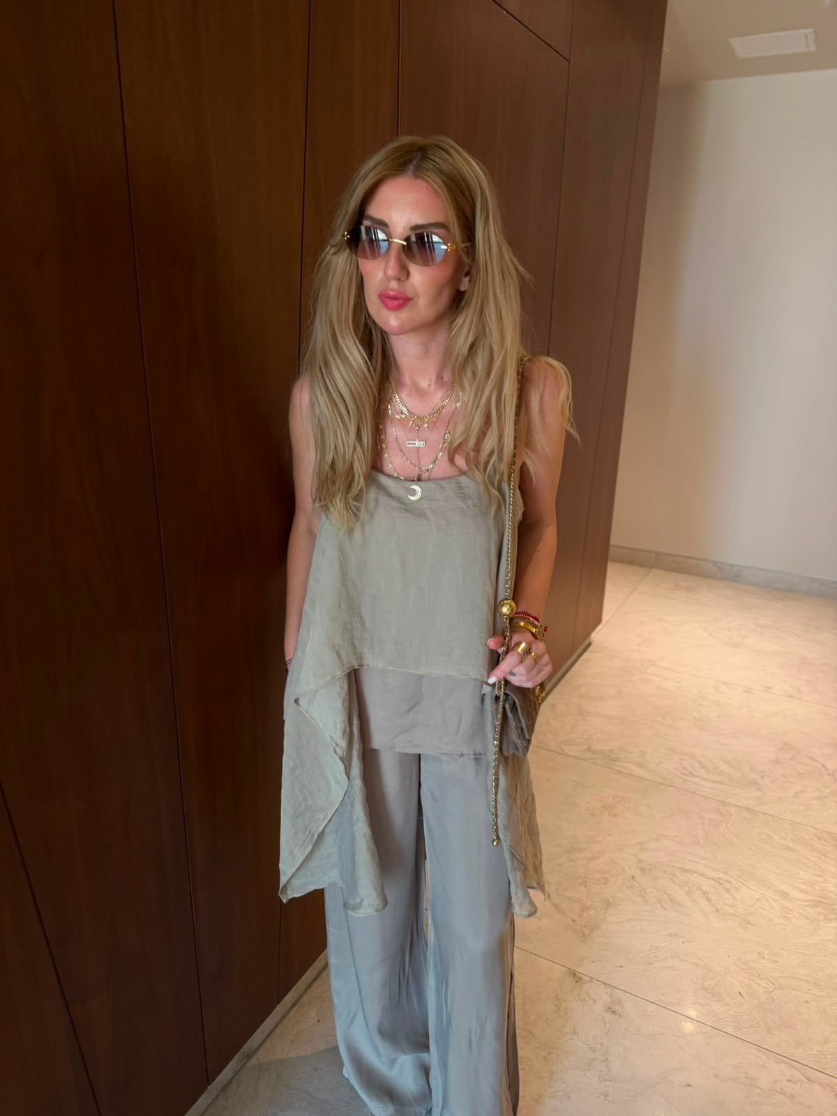 Askılı & Fular Geçişli , Premium Tencel , Vizon Takım