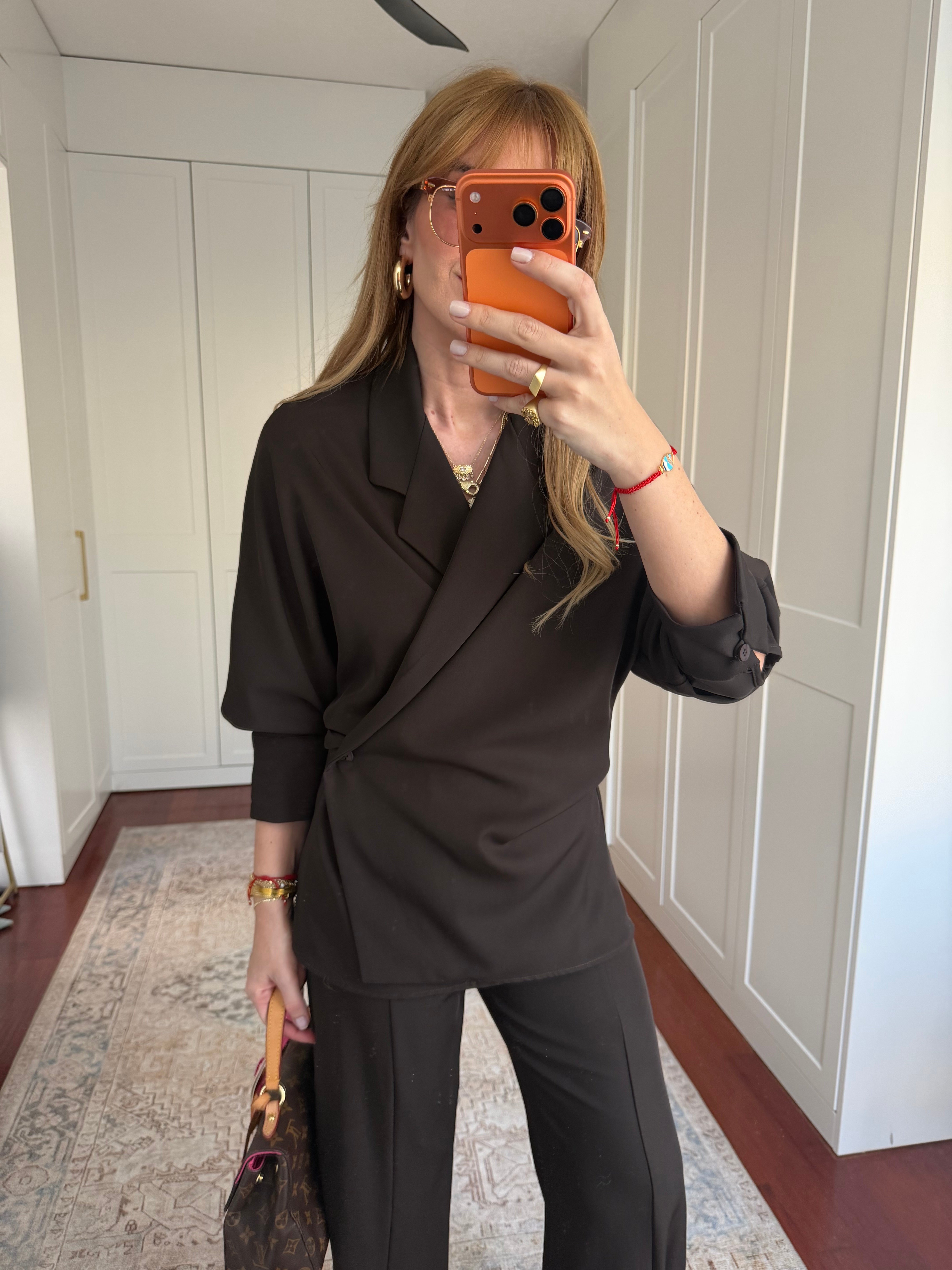 Orijinal Model , Yandan Bağlamalı , Acıkahve Tencel Takım