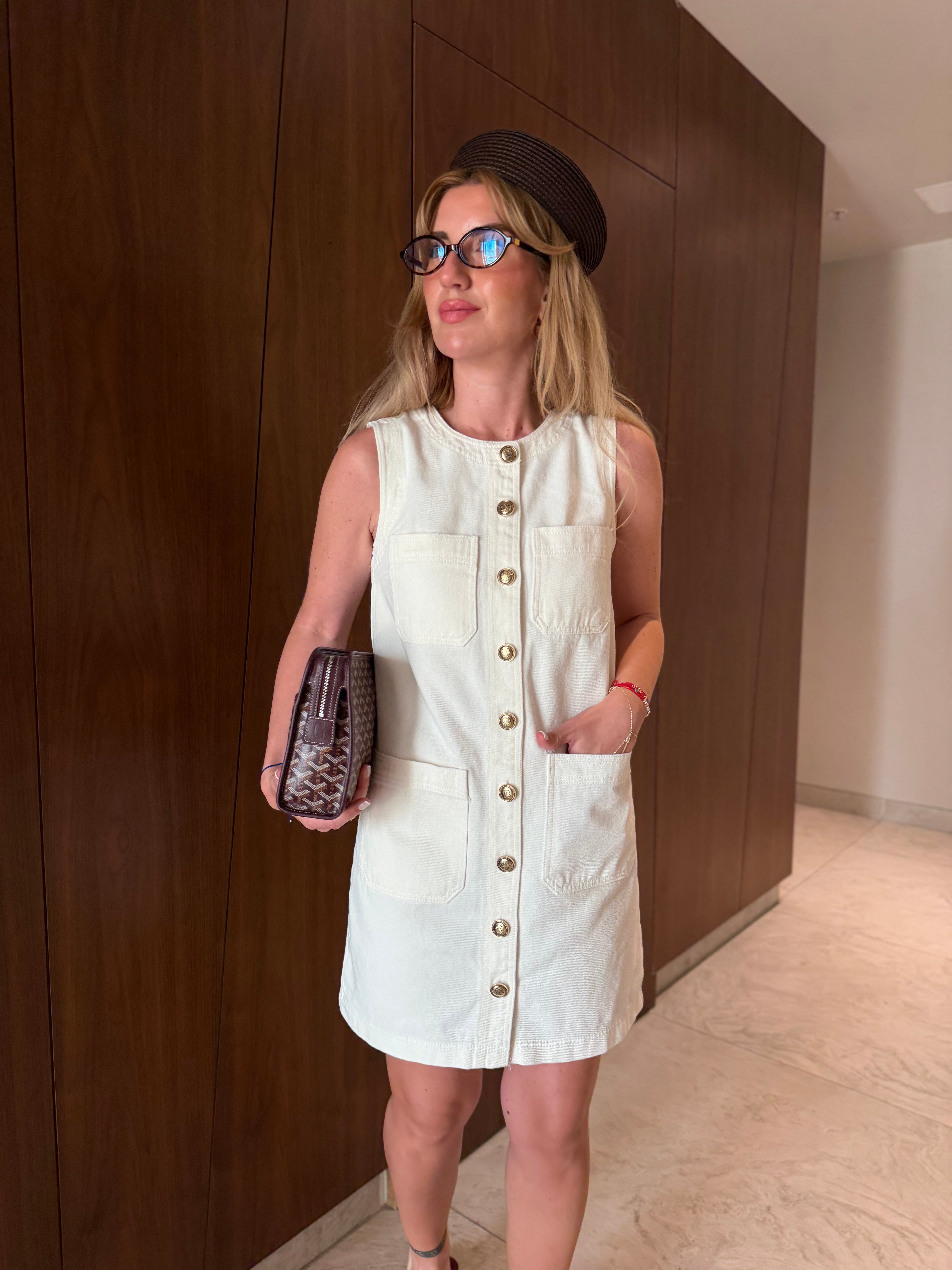 Orijinal Model , Gold Düğmeli , Ekru Gabardin Elbise