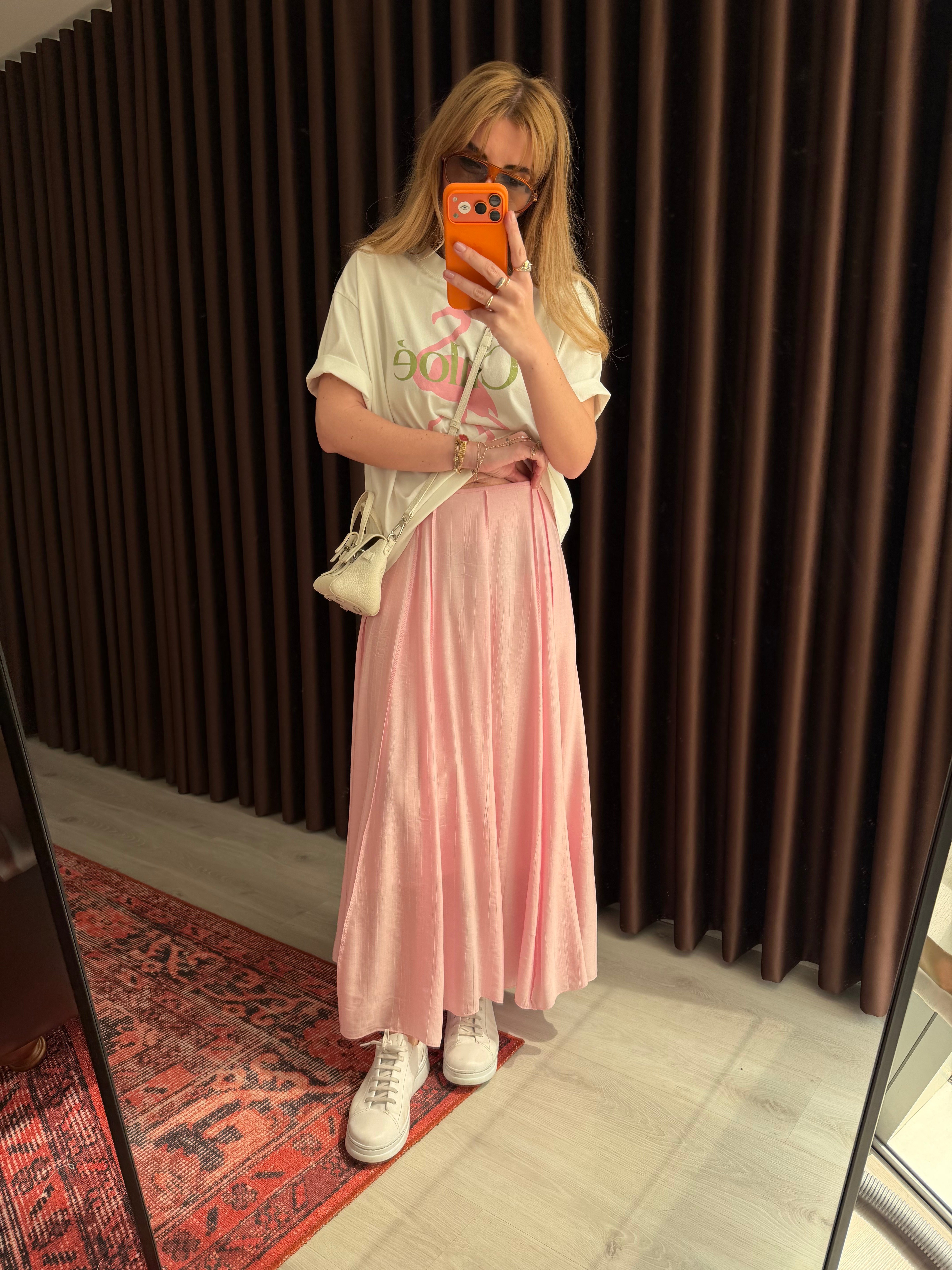 İçi Astarlı , Dikiş Detaylı , Premium Pembe Etek