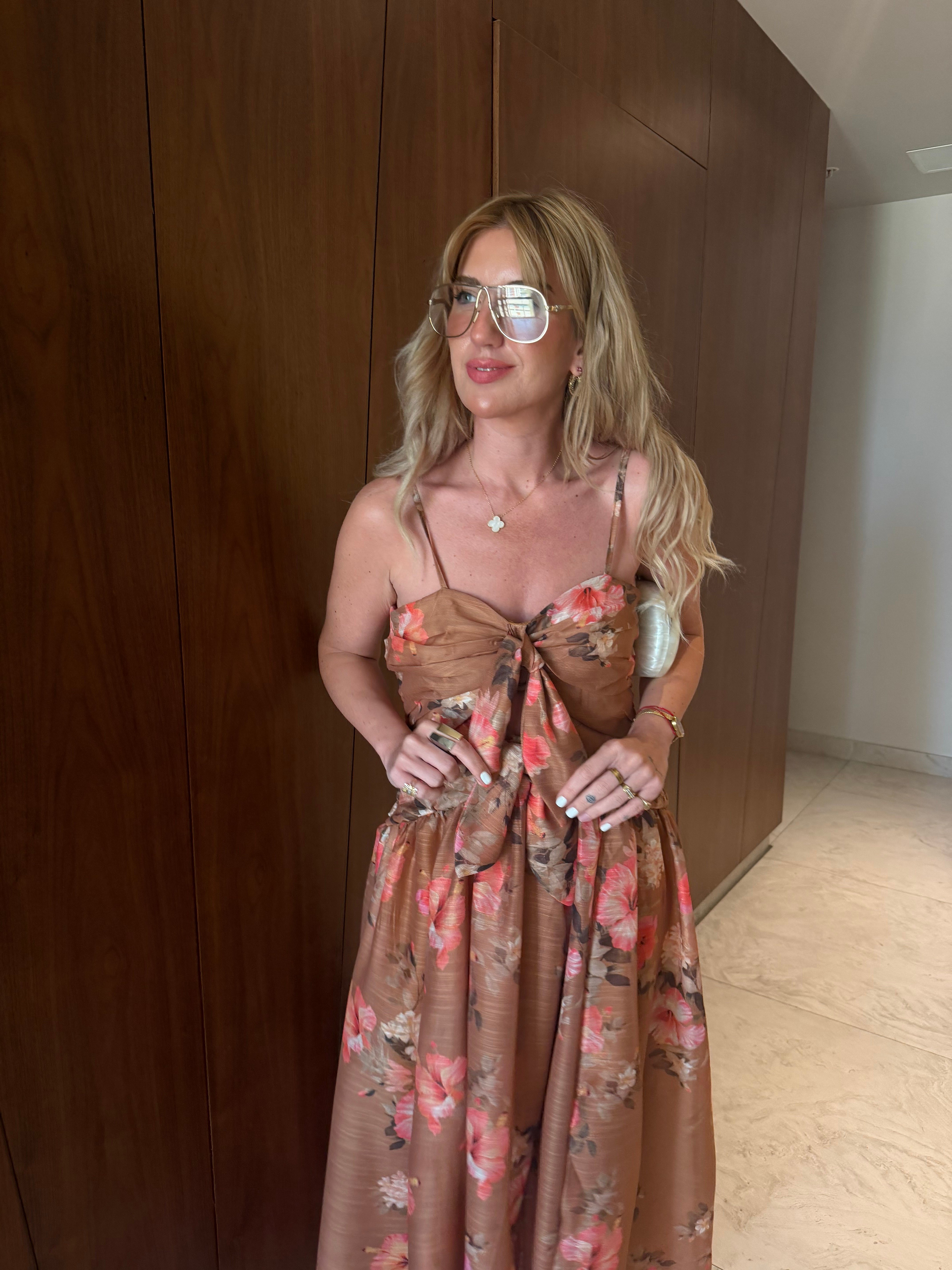 Orijinal Model, Önden Bağlamalı,  Arkası Lastikli Premium Renkli Elbise