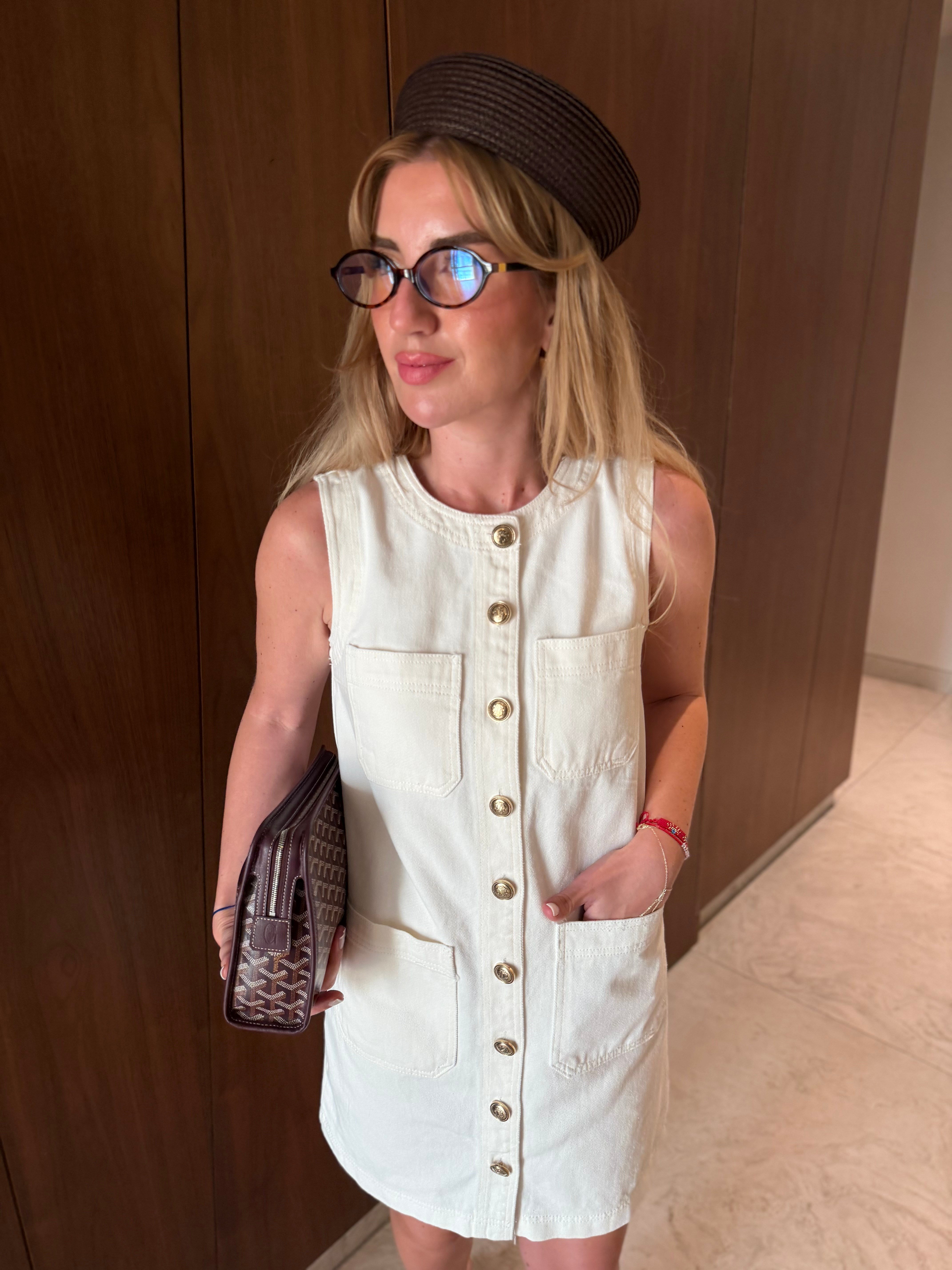 Orijinal Model , Gold Düğmeli , Ekru Gabardin Elbise