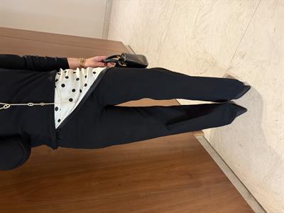 Puantiye Fularlı , Likralı , Siyah Palazzo Jean