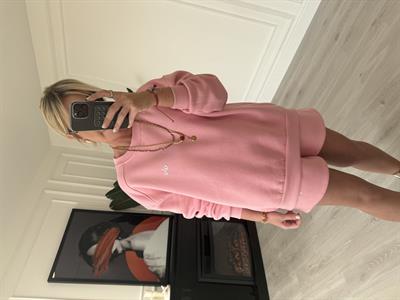 Marka Logolu , Şardonlu Sweatshirt & Şort , Pembe Takım