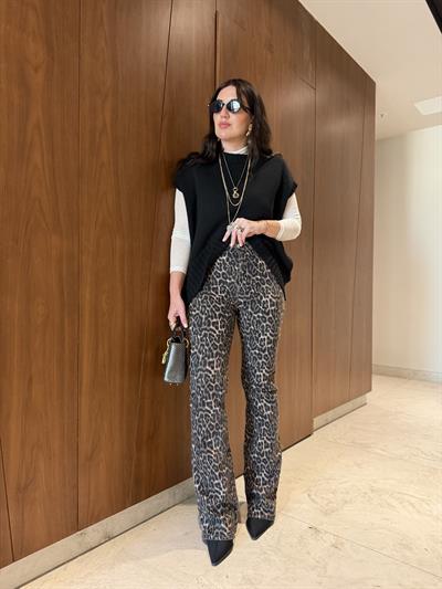 Leopar Desenli , Likralı , Premium İspanyol Jean
