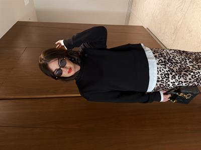 İçi Şardonlu , T-shirt Detaylı , Siyah Sweatshirt