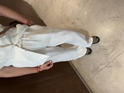 Orijinal Marka , %100 Coton , Beli Lastikli , Ekru Palazzo