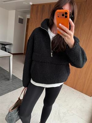 Orijinal Model, Siyah Teddy Sweat Mont