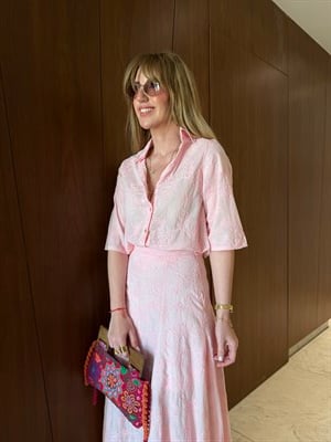 %100 Cotton , Pembe , Fisto Gömlek & Etek Takım