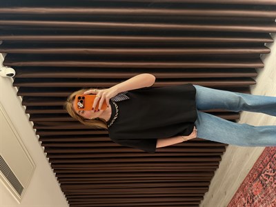 Çıkabilen Zincir Fularlı , Siyah , T-shirt
