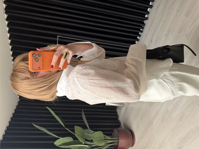 Beyaz Dantel Nakışlı Premium Tencel Gömlek