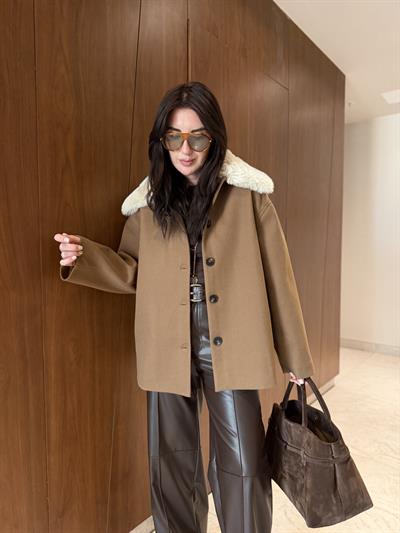 Kürk Yakalı Premium Kaşe Palto