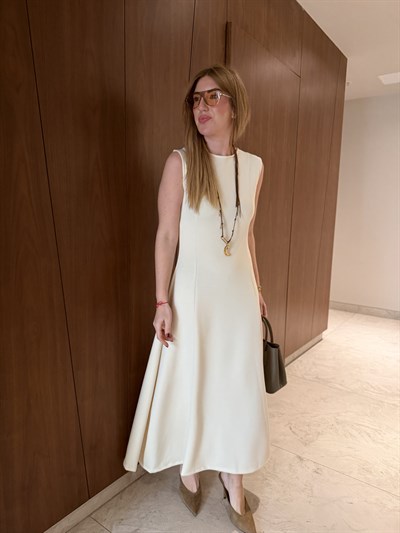 Premium Modal Elbise & Bomber Ceket , Bej Takım