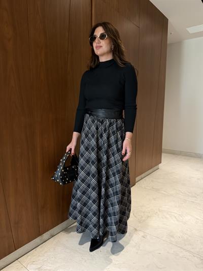 Beli Lastikli , Siyah Ekoseli , Premium Etek