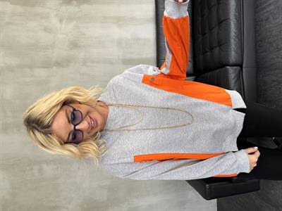 Orijinal Model , Turuncu Neon Detaylı , Gri Sweatshirt